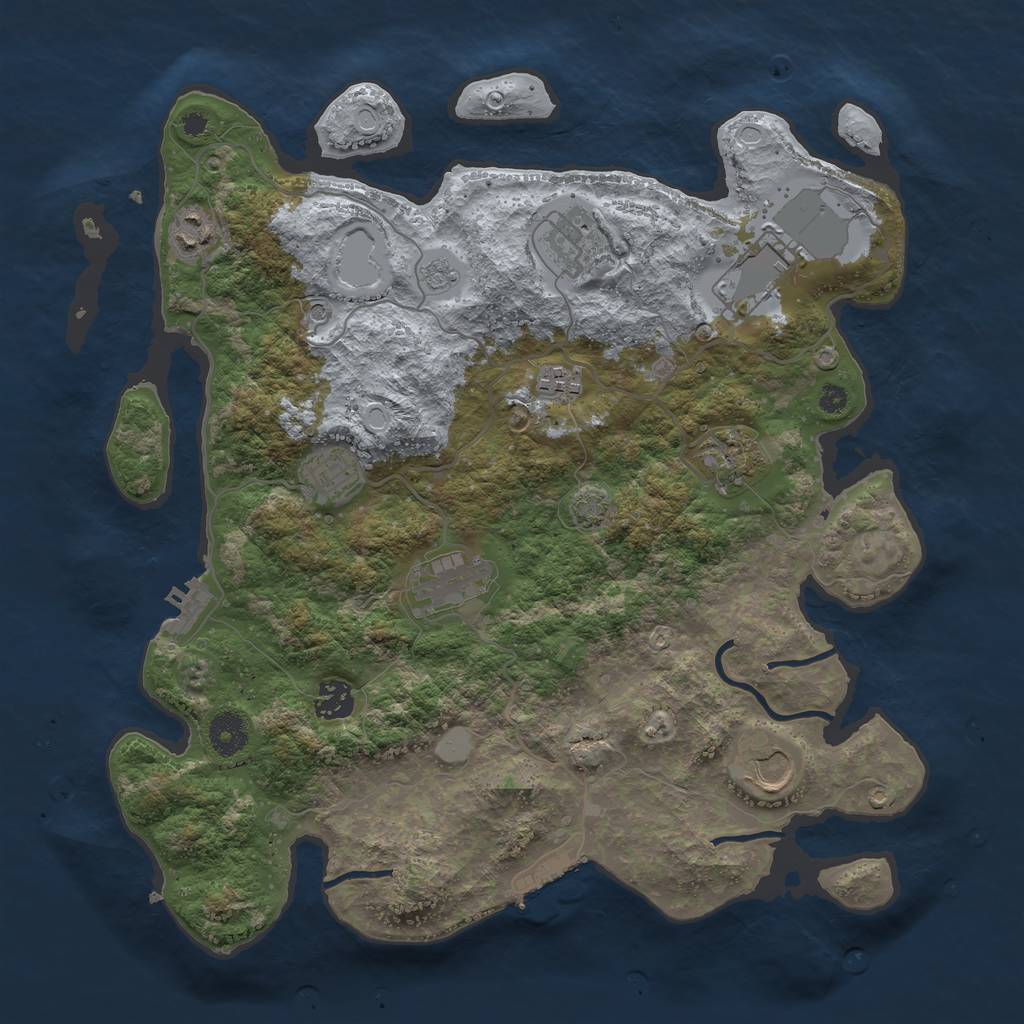 Rust Map: Procedural Map, Size: 3750, Seed: 1176976, 17 Monuments