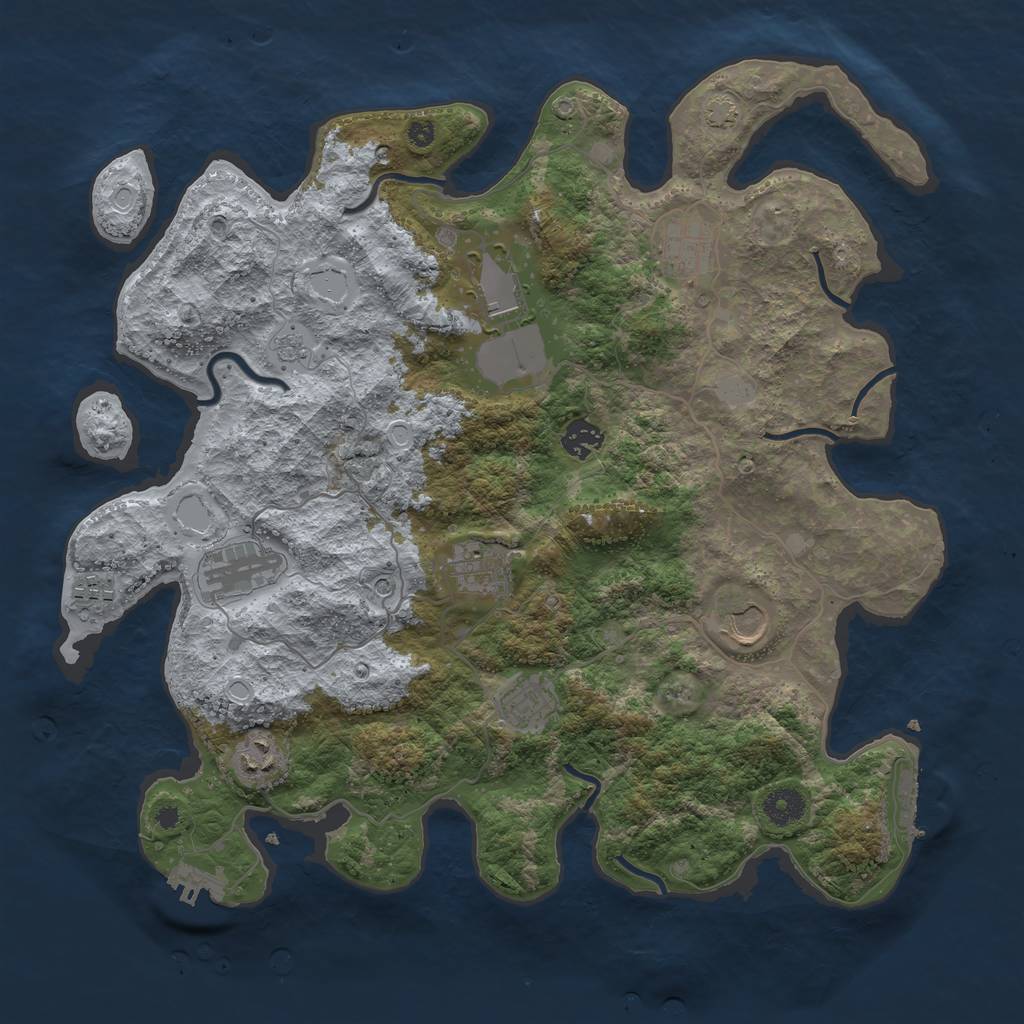 Rust Map: Procedural Map, Size: 3900, Seed: 72417280, 17 Monuments