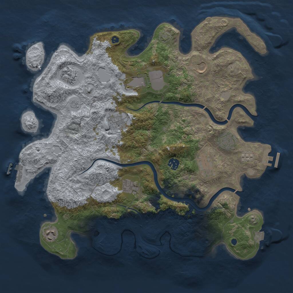 Rust Map: Procedural Map, Size: 3900, Seed: 72417280, 16 Monuments