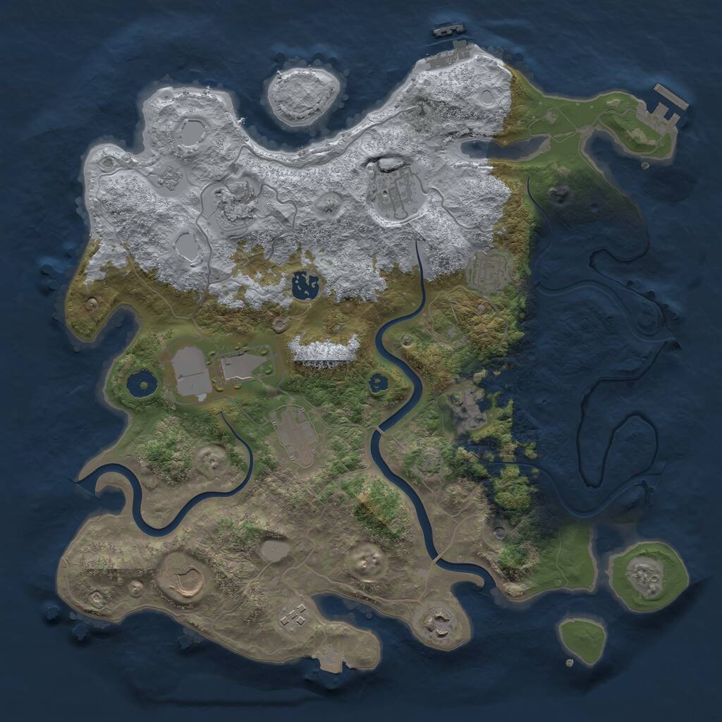 Rust Map: Procedural Map, Size: 3800, Seed: 78866357, 16 Monuments