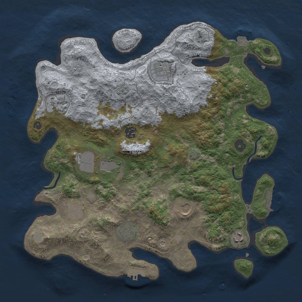 Rust Map: Procedural Map, Size: 3800, Seed: 78866357, 17 Monuments