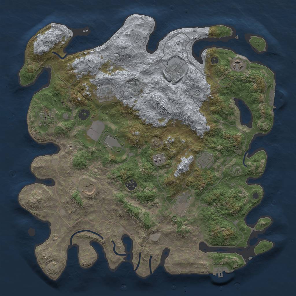 Rust Map: Procedural Map, Size: 4000, Seed: 698465814, 18 Monuments