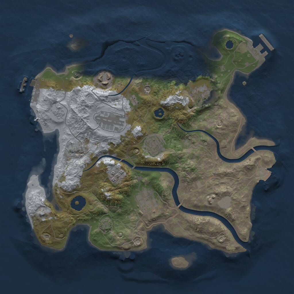 Rust Map: Procedural Map, Size: 3000, Seed: 24032, 12 Monuments
