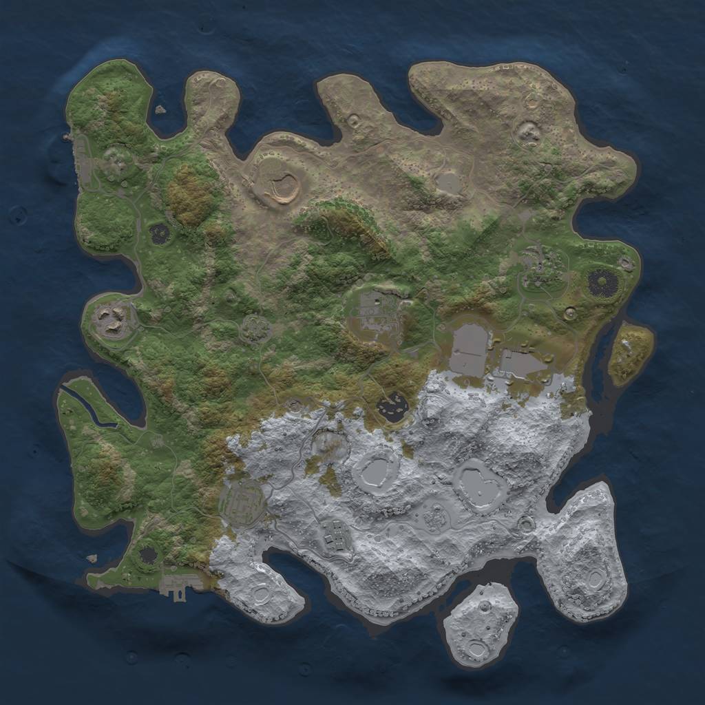 Rust Map: Procedural Map, Size: 3550, Seed: 46070346, 16 Monuments