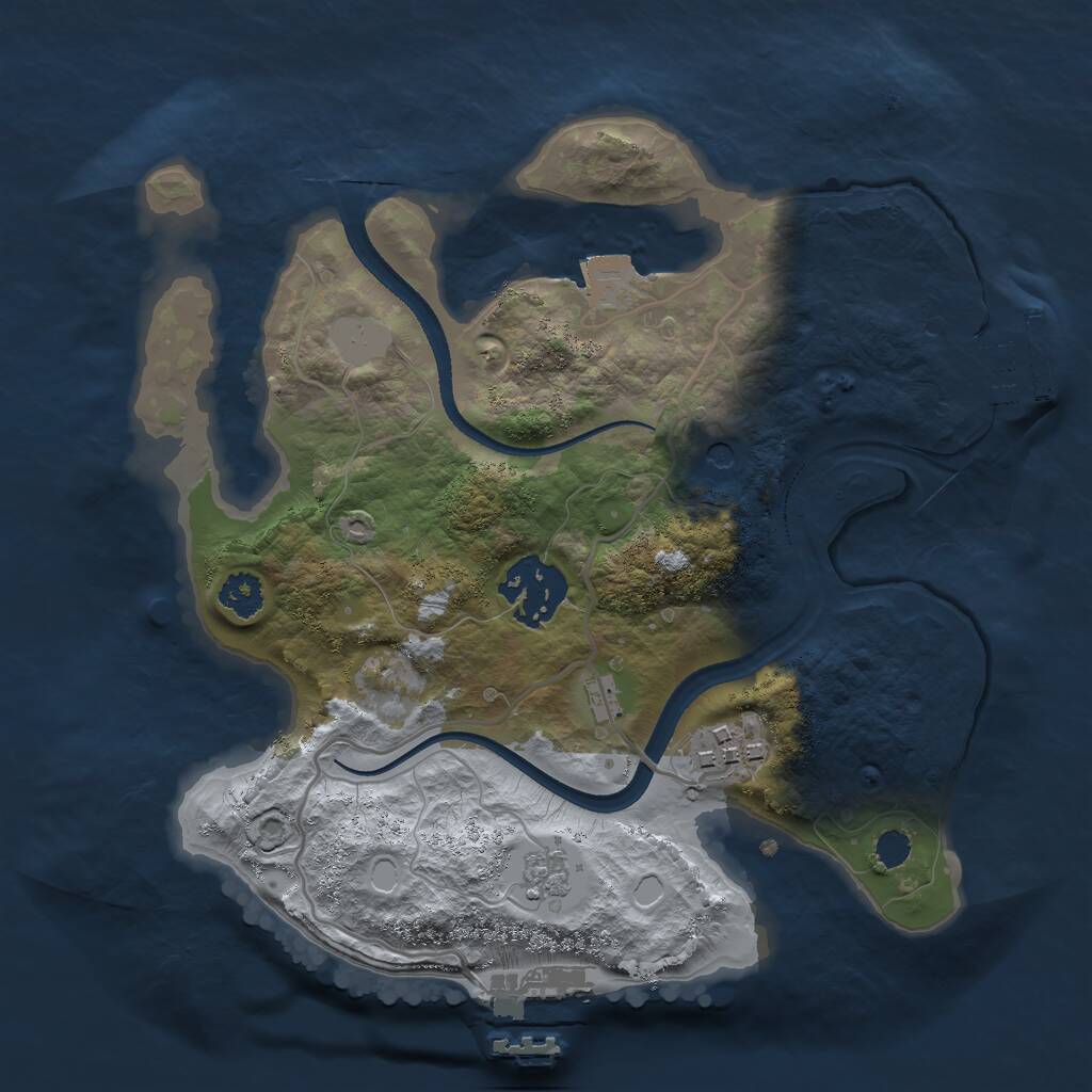 Rust Map: Procedural Map, Size: 2500, Seed: 4321, 7 Monuments
