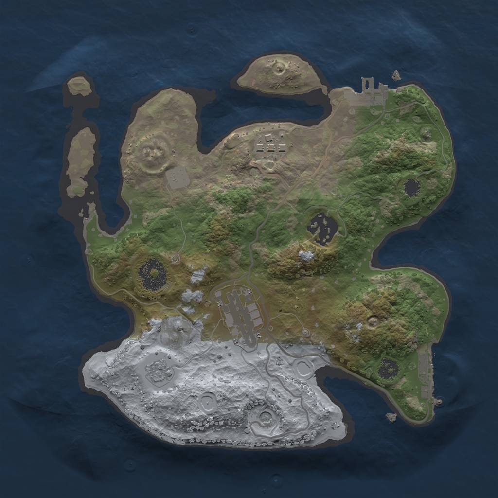 Rust Map: Procedural Map, Size: 2500, Seed: 4321, 10 Monuments