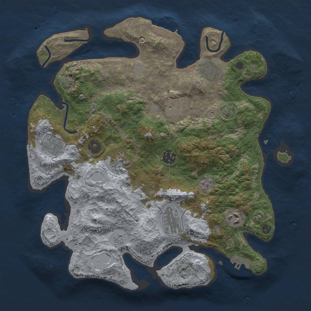 Rust Map: Procedural Map, Size: 3450, Seed: 96863812, 16 Monuments