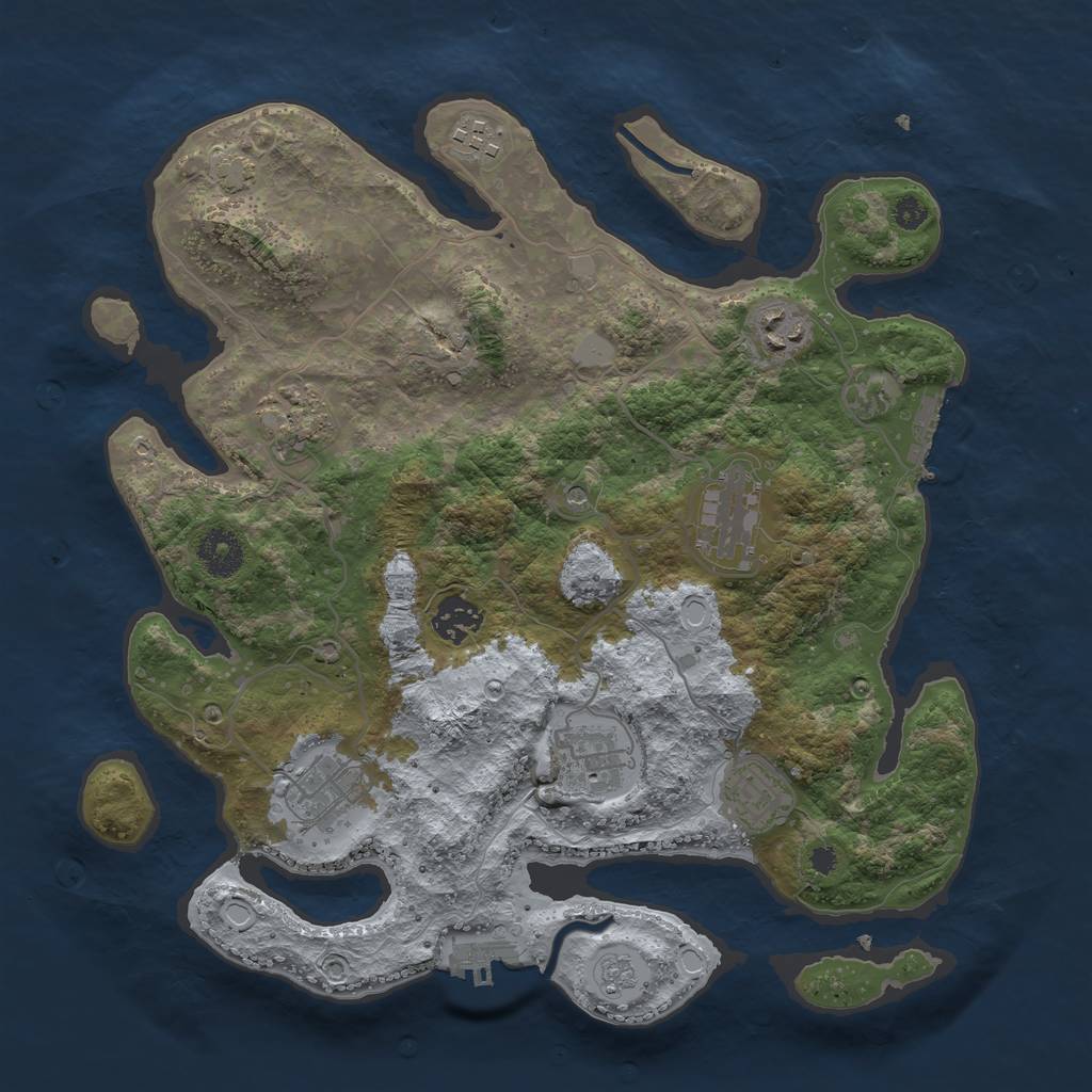 Rust Map: Procedural Map, Size: 3450, Seed: 63692571, 16 Monuments