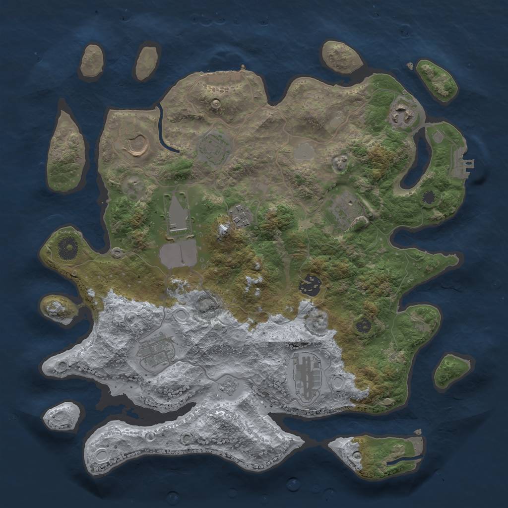 Rust Map: Procedural Map, Size: 3500, Seed: 236723623, 15 Monuments