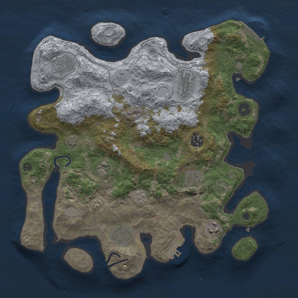 Rust Map: Procedural Map, Size: 3450, Seed: 16591373, 16 Monuments
