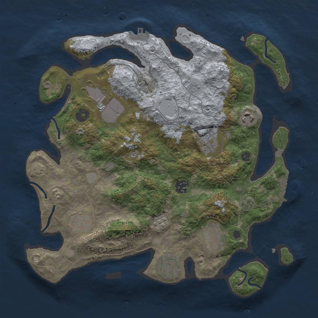 Rust Map: Procedural Map, Size: 3500, Seed: 518678461, 16 Monuments