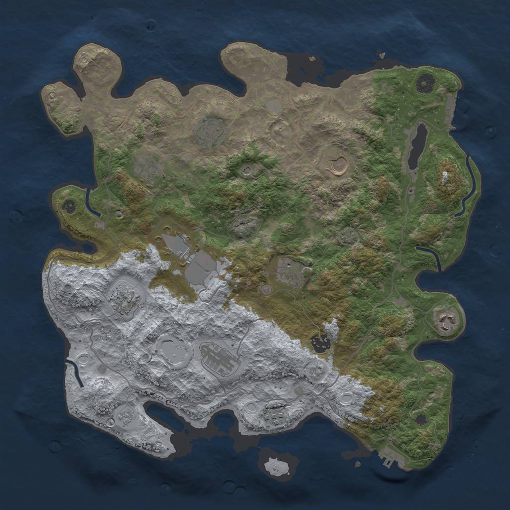 Rust Map: Procedural Map, Size: 4000, Seed: 896149096, 18 Monuments
