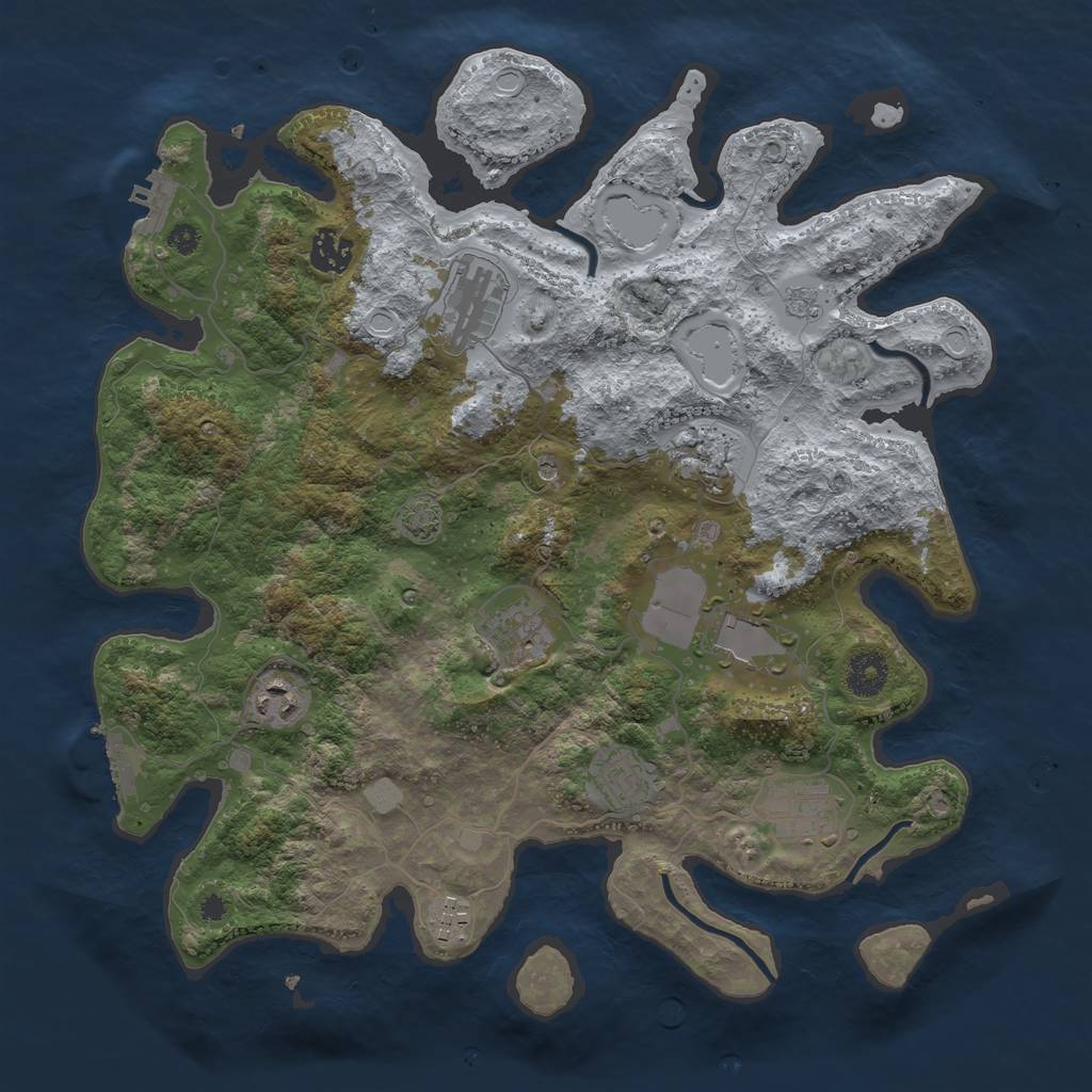 Rust Map: Procedural Map, Size: 3700, Seed: 695871, 17 Monuments