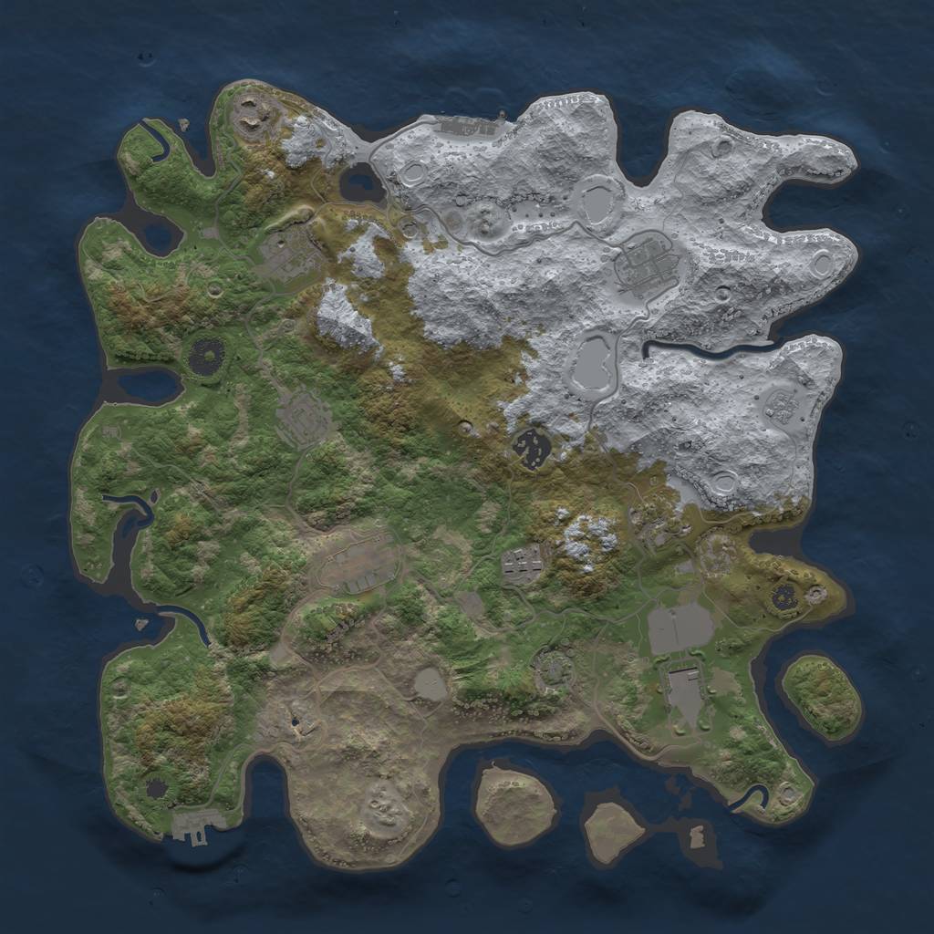 Rust Map: Procedural Map, Size: 3750, Seed: 98815436, 17 Monuments