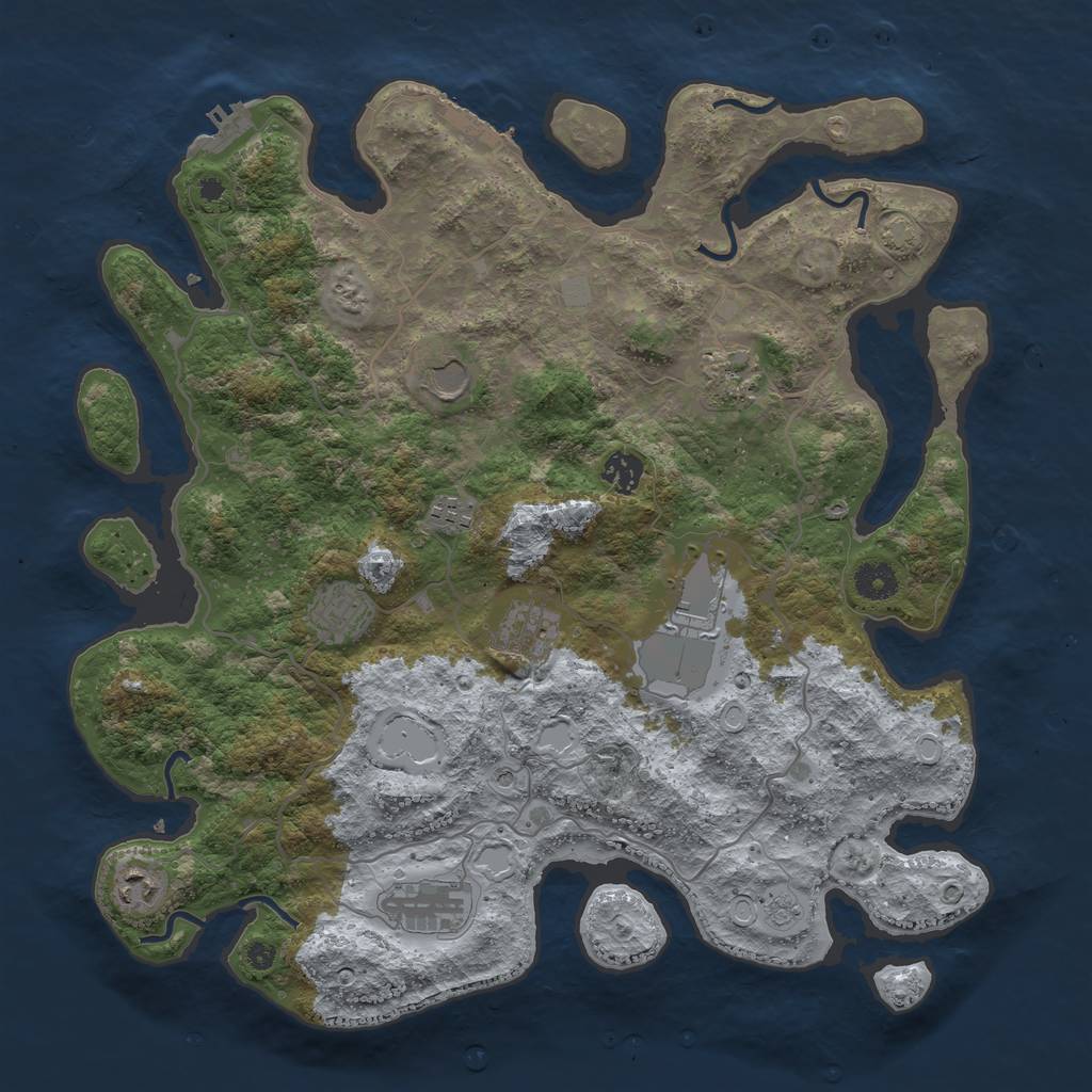 Rust Map: Procedural Map, Size: 4000, Seed: 239167768, 17 Monuments