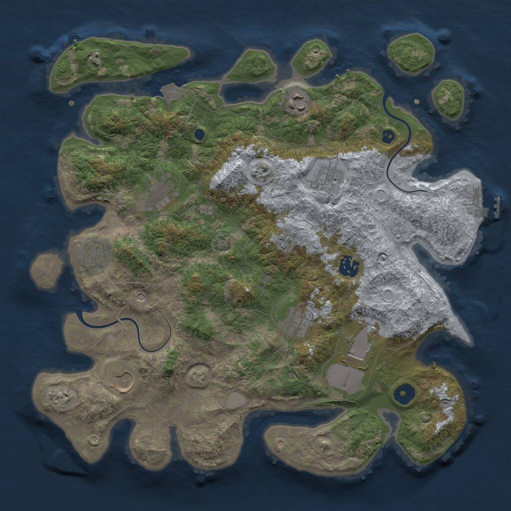 Rust Map: Procedural Map, Size: 3750, Seed: 56753034, 14 Monuments