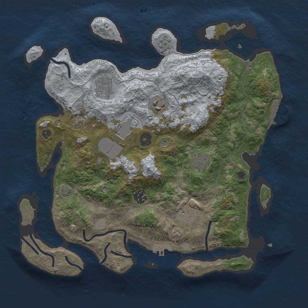 Rust Map: Procedural Map, Size: 3500, Seed: 1967692291, 15 Monuments