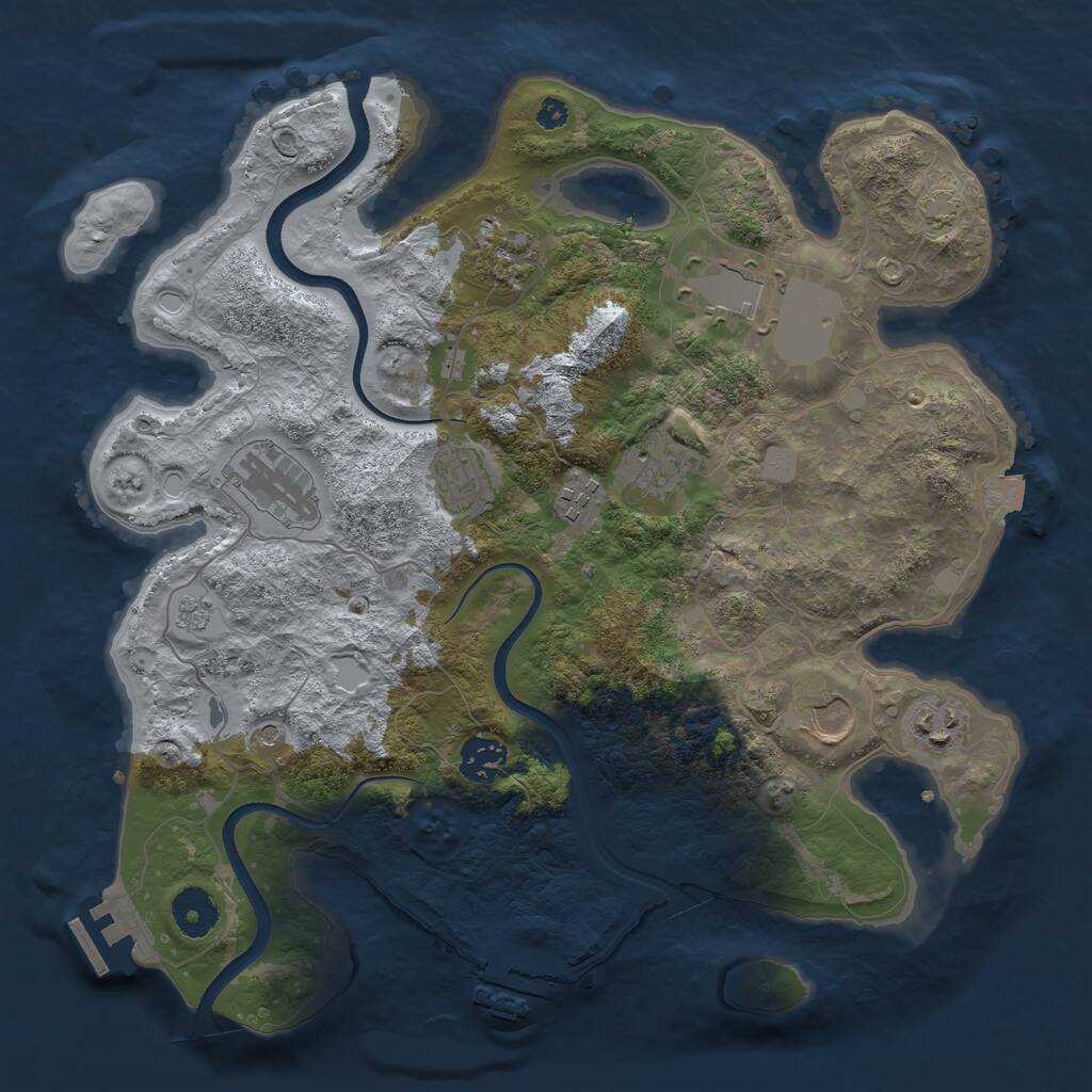 Rust Map: Procedural Map, Size: 3500, Seed: 1182746789, 15 Monuments