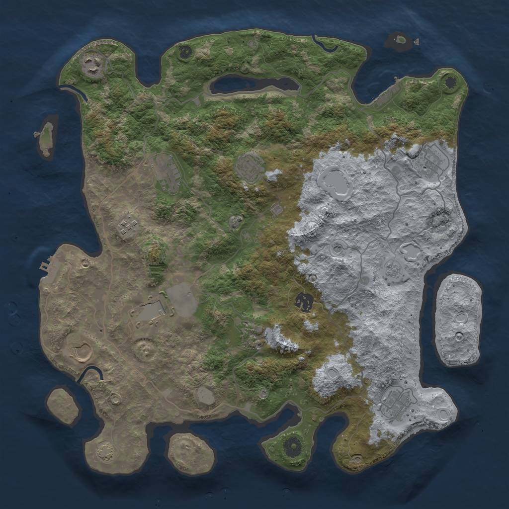 Rust Map: Procedural Map, Size: 4000, Seed: 770397266, 18 Monuments