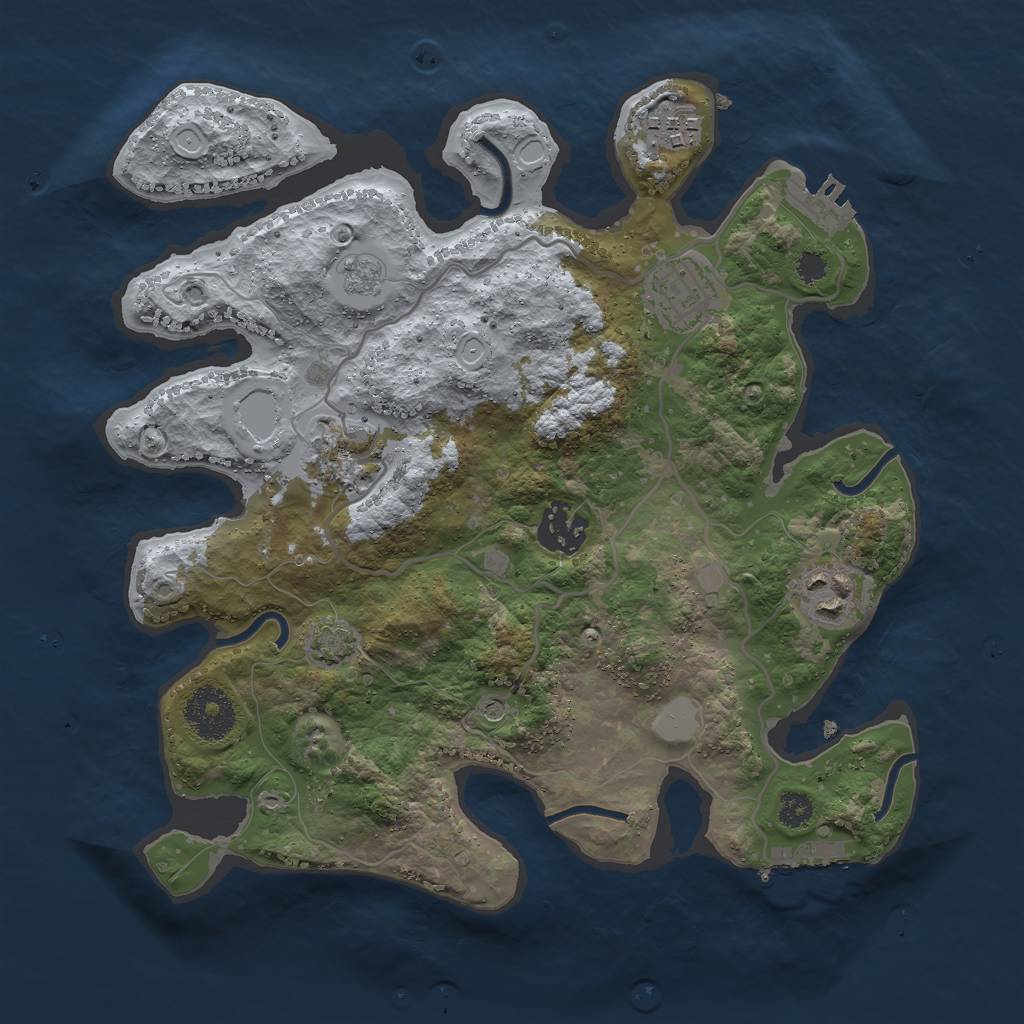 Rust Map: Procedural Map, Size: 3000, Seed: 1183520979, 13 Monuments
