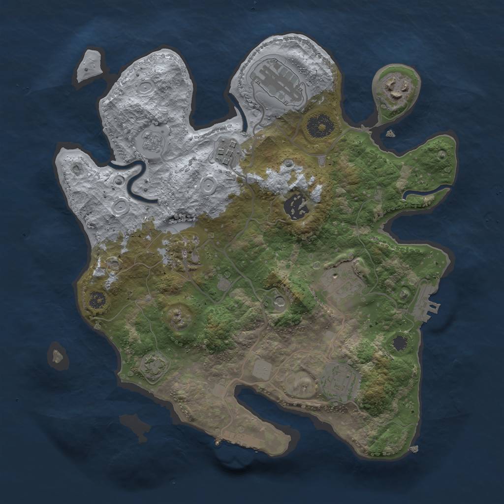 Rust Map: Procedural Map, Size: 3000, Seed: 34921891, 15 Monuments