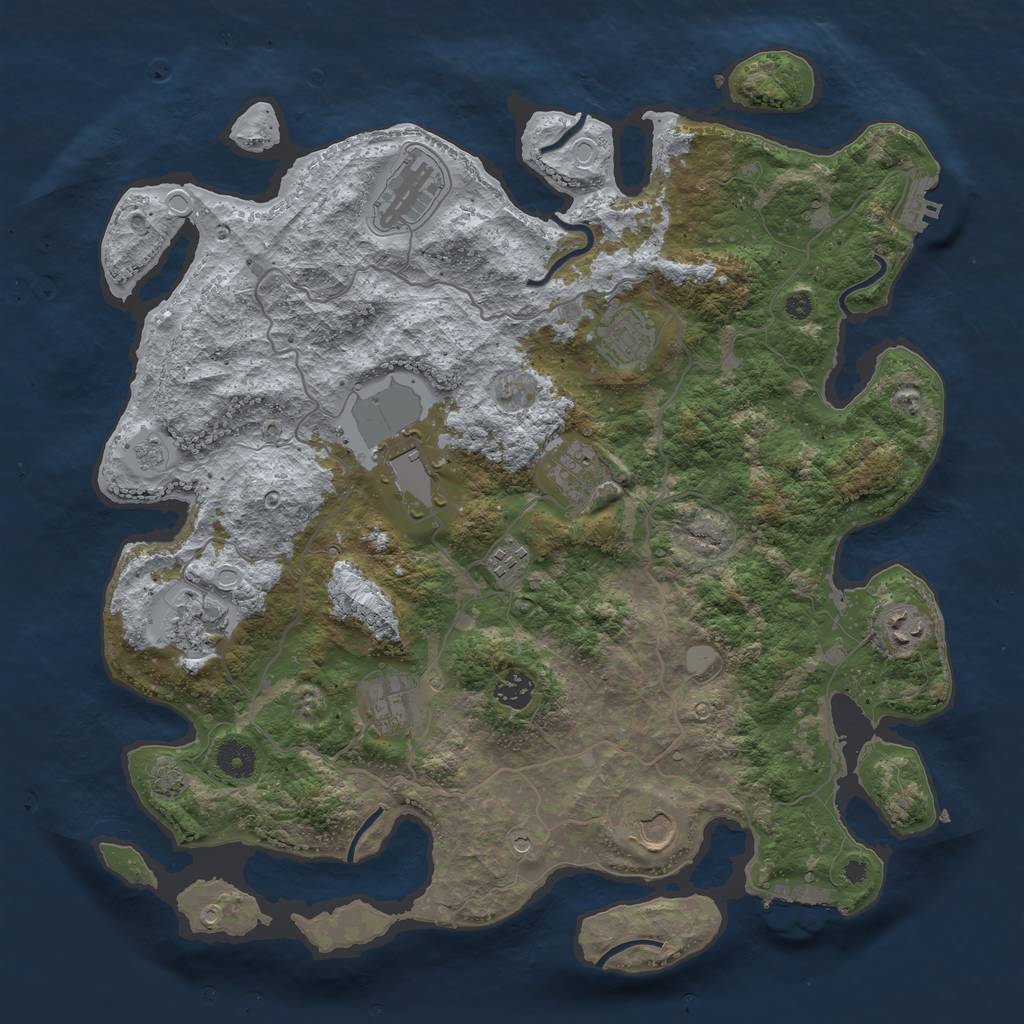 Rust Map: Procedural Map, Size: 4000, Seed: 1485764091, 18 Monuments