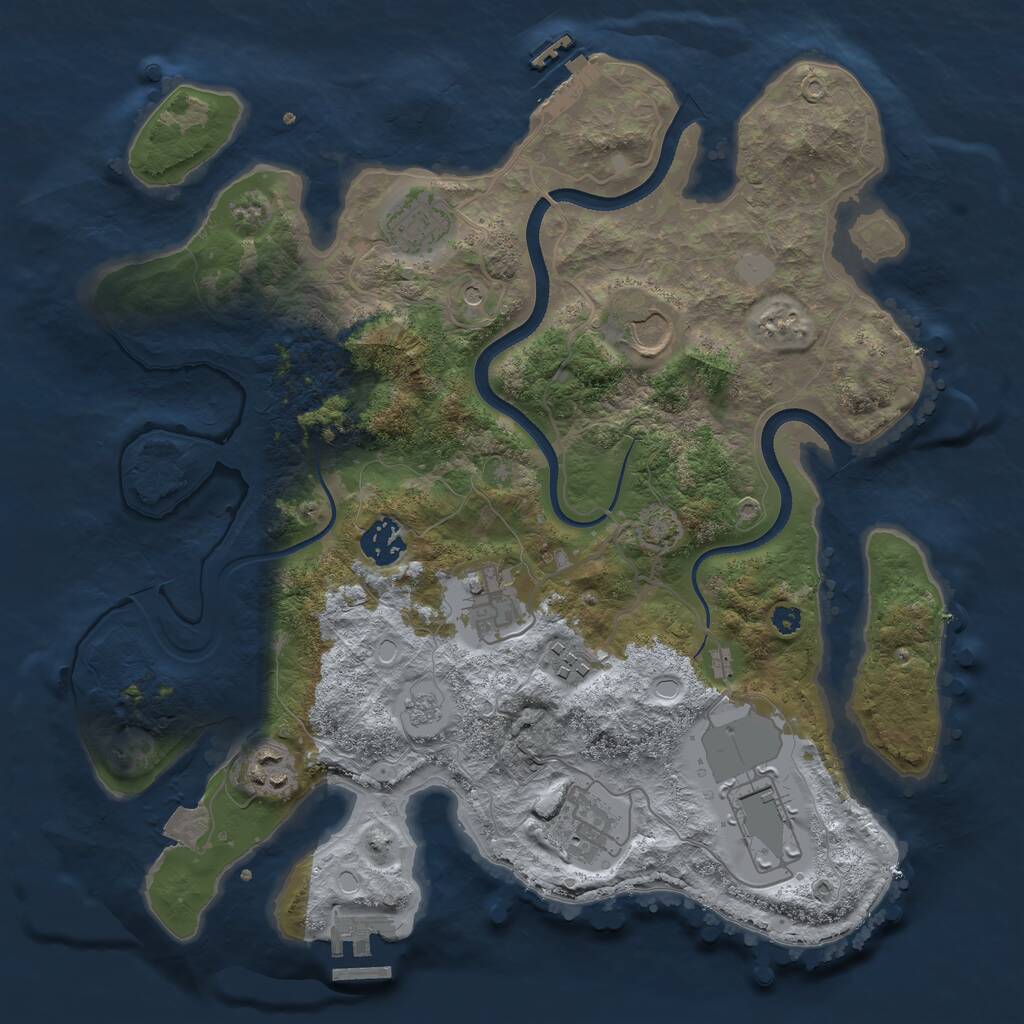 Rust Map: Procedural Map, Size: 3500, Seed: 469390327, 14 Monuments