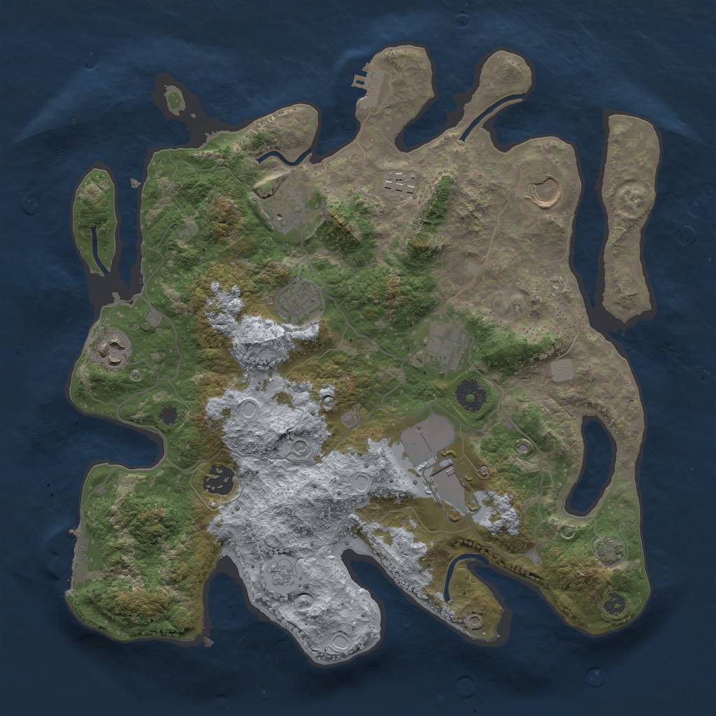 Rust Map: Procedural Map, Size: 3500, Seed: 39580313, 16 Monuments