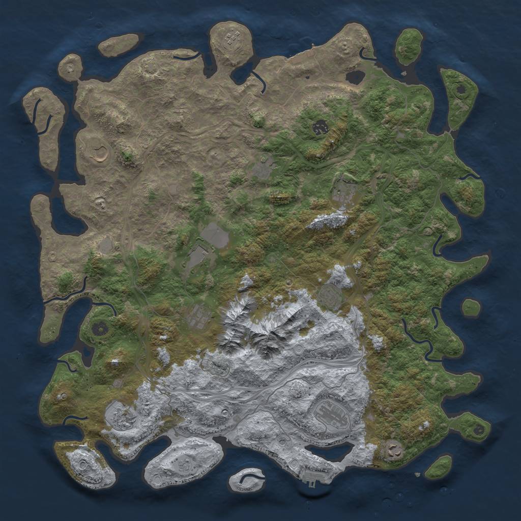 Rust Map: Procedural Map, Size: 5000, Seed: 4566, 19 Monuments