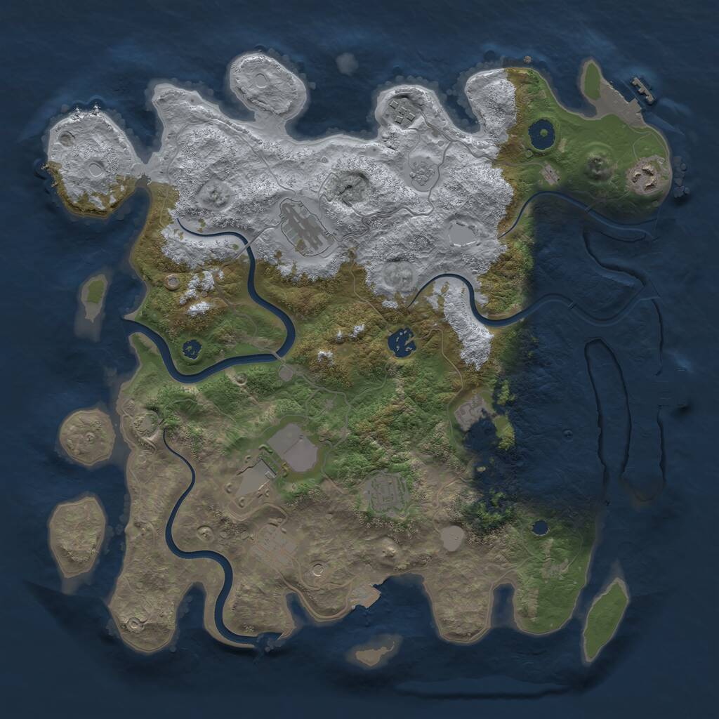 Rust Map: Procedural Map, Size: 3850, Seed: 58855729, 14 Monuments