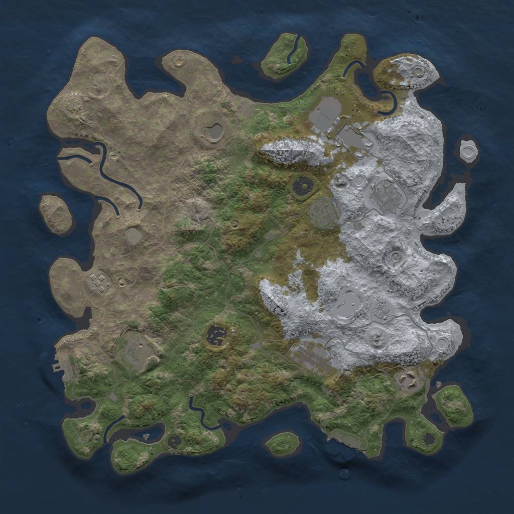 Rust Map: Procedural Map, Size: 3900, Seed: 10193187, 17 Monuments