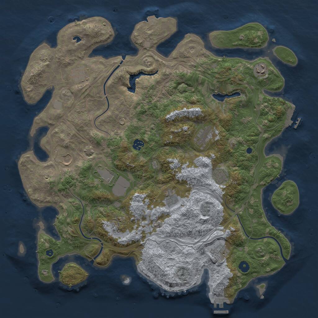 Rust Map: Procedural Map, Size: 4400, Seed: 3849930, 17 Monuments