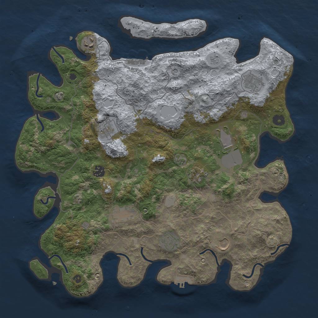 Rust Map: Procedural Map, Size: 4009, Seed: 1, 17 Monuments