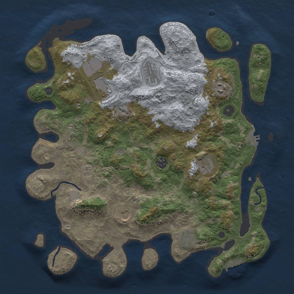 Rust Map: Procedural Map, Size: 3950, Seed: 88483537, 17 Monuments
