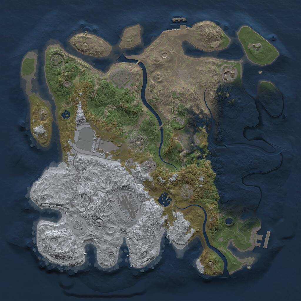 Rust Map: Procedural Map, Size: 3500, Seed: 158453, 13 Monuments
