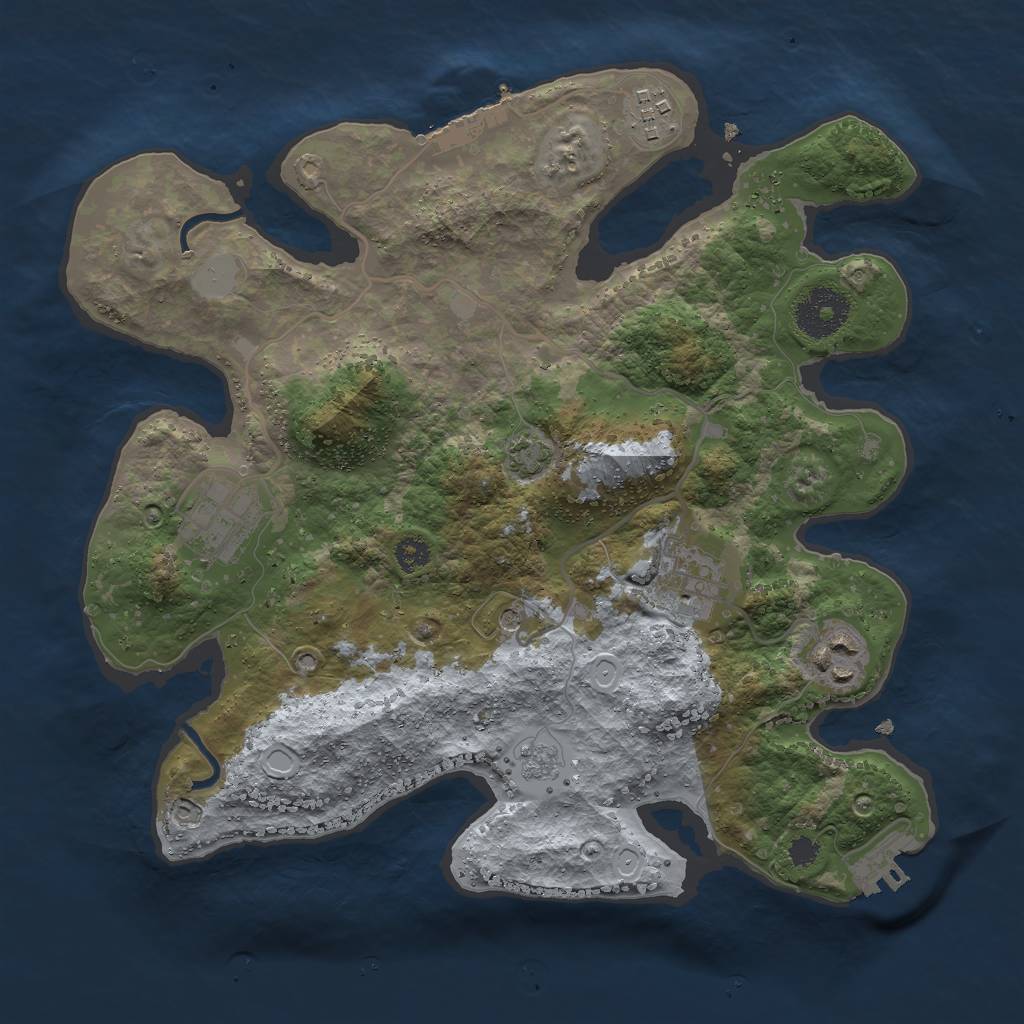 Rust Map: Procedural Map, Size: 3000, Seed: 5831, 12 Monuments