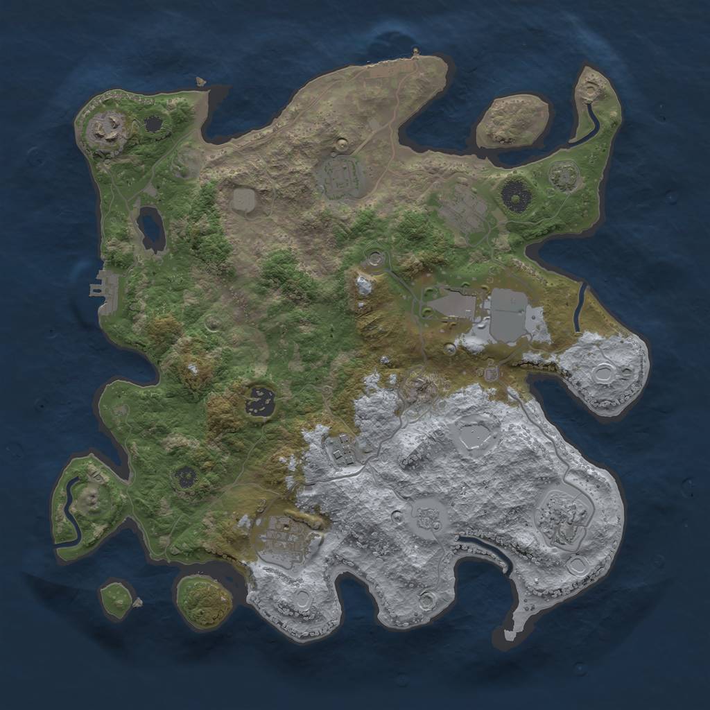 Rust Map: Procedural Map, Size: 3500, Seed: 18244558, 16 Monuments