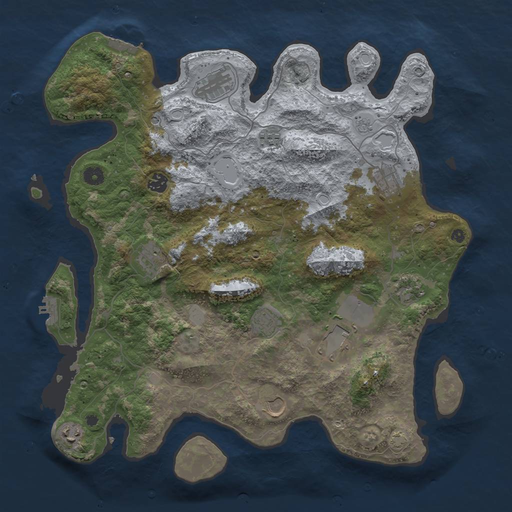 Rust Map: Procedural Map, Size: 3900, Seed: 69408418, 18 Monuments