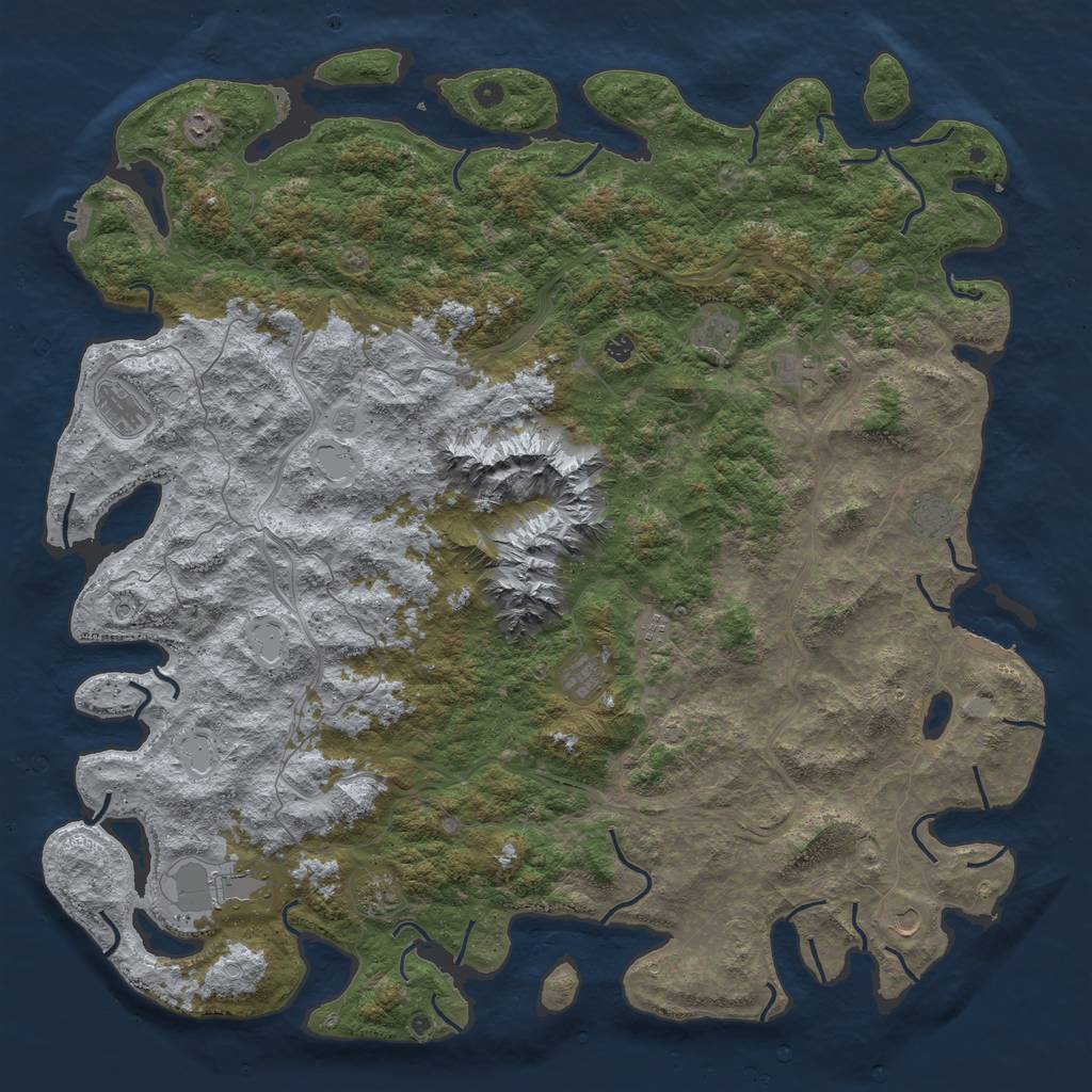 Rust Map: Procedural Map, Size: 6000, Seed: 88454, 19 Monuments