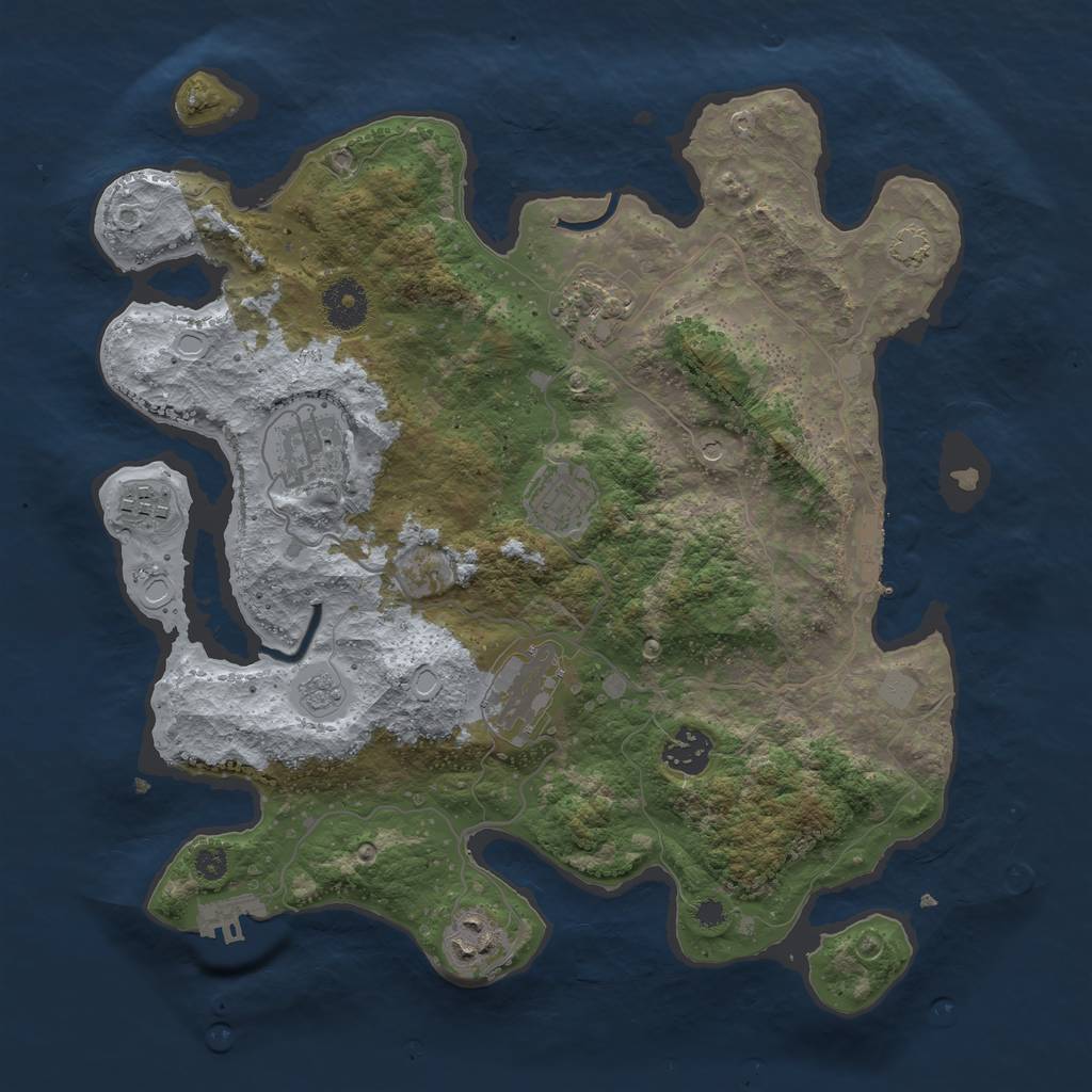 Rust Map: Procedural Map, Size: 3450, Seed: 84579695, 15 Monuments