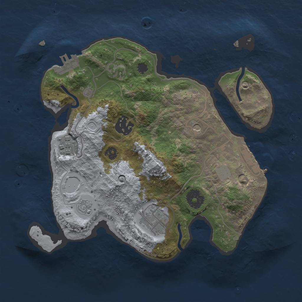 Rust Map: Procedural Map, Size: 2500, Seed: 1175621304, 10 Monuments