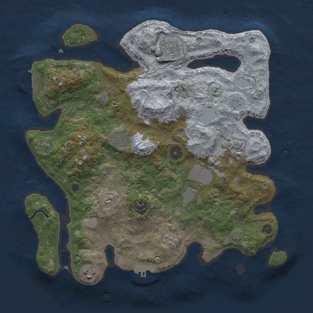 Rust Map: Procedural Map, Size: 3500, Seed: 1680515729, 15 Monuments