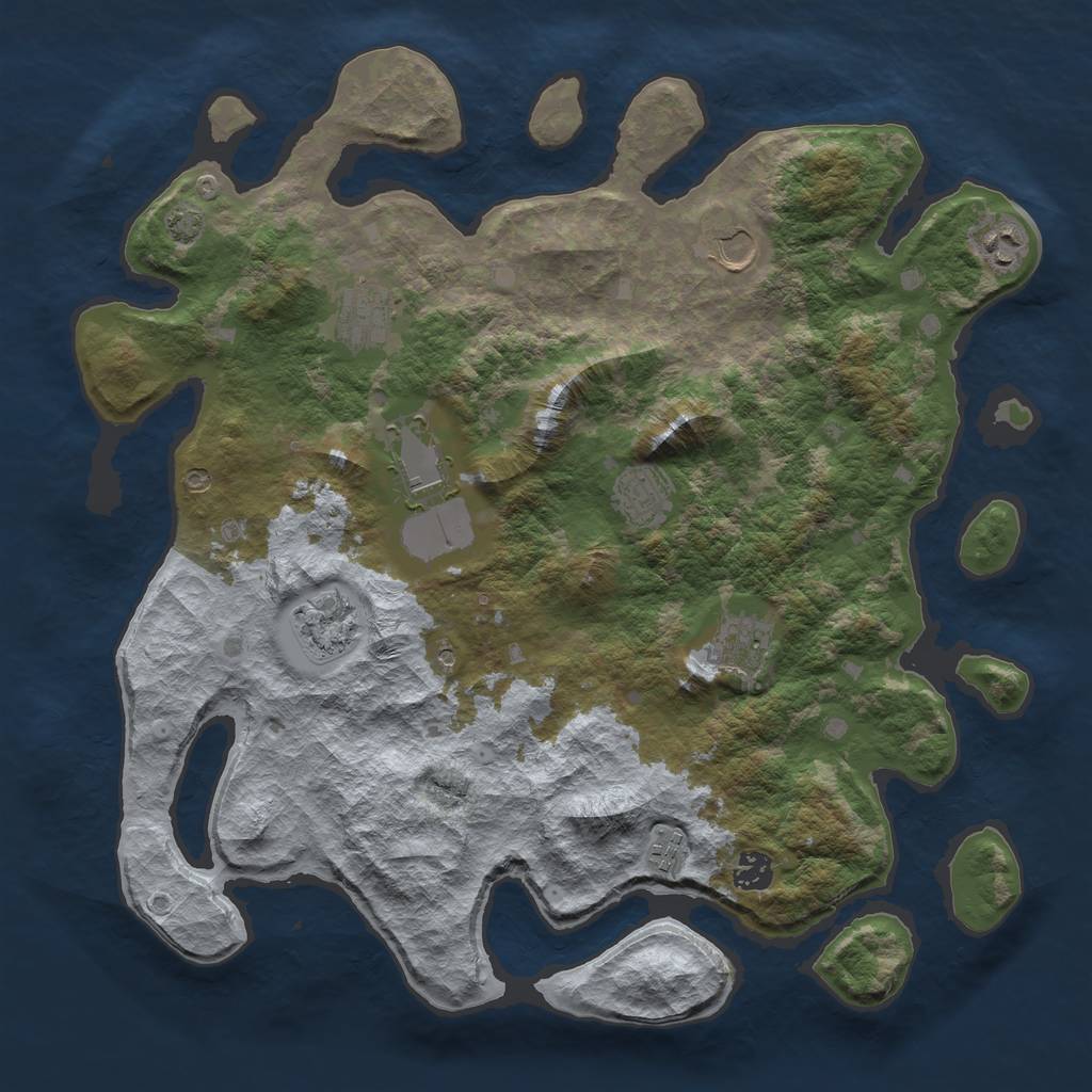 Rust Map: Barren, Size: 4000, Seed: 76109018, 13 Monuments