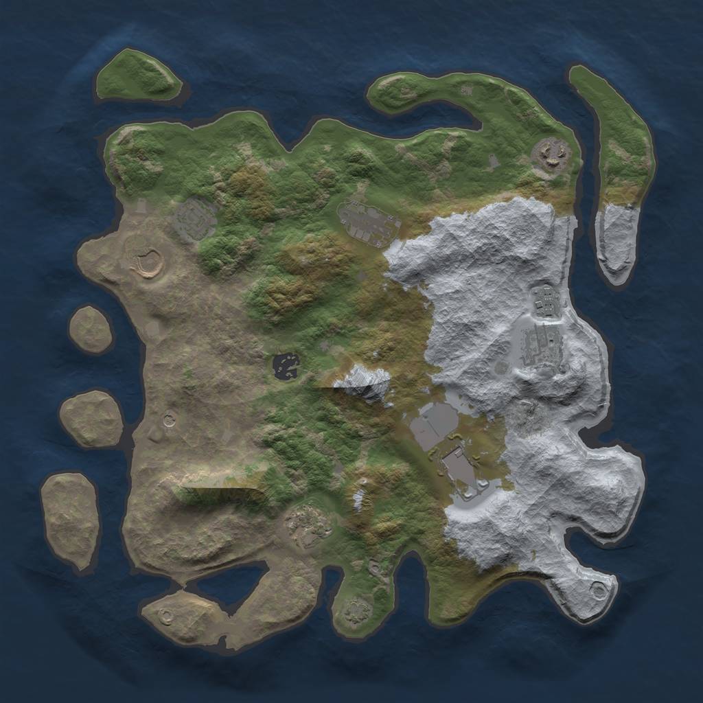 Rust Map: Barren, Size: 3750, Seed: 85029335, 13 Monuments