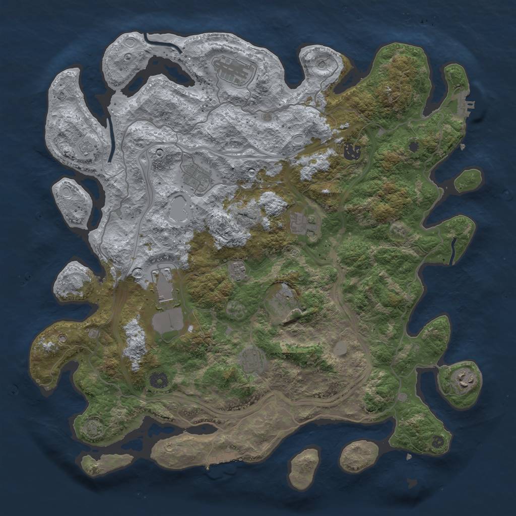 Rust Map: Procedural Map, Size: 4250, Seed: 2155478, 17 Monuments