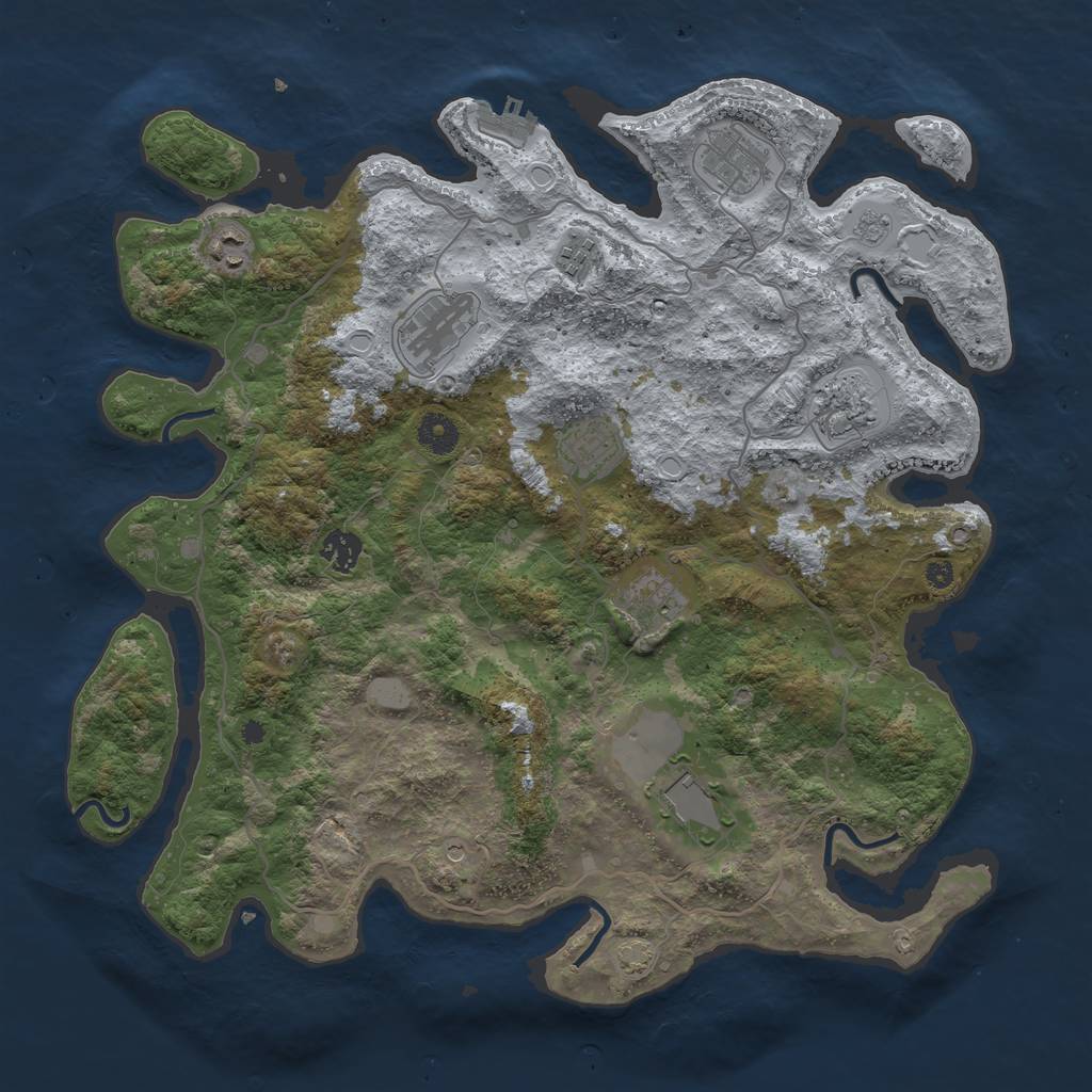Rust Map: Procedural Map, Size: 4000, Seed: 74167338, 16 Monuments