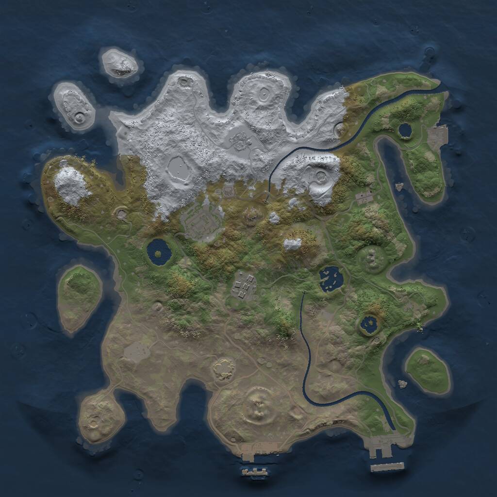 Rust Map: Procedural Map, Size: 3000, Seed: 1808442378, 9 Monuments