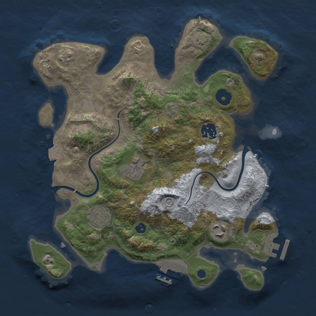 Rust Map: Procedural Map, Size: 3000, Seed: 35930327, 9 Monuments