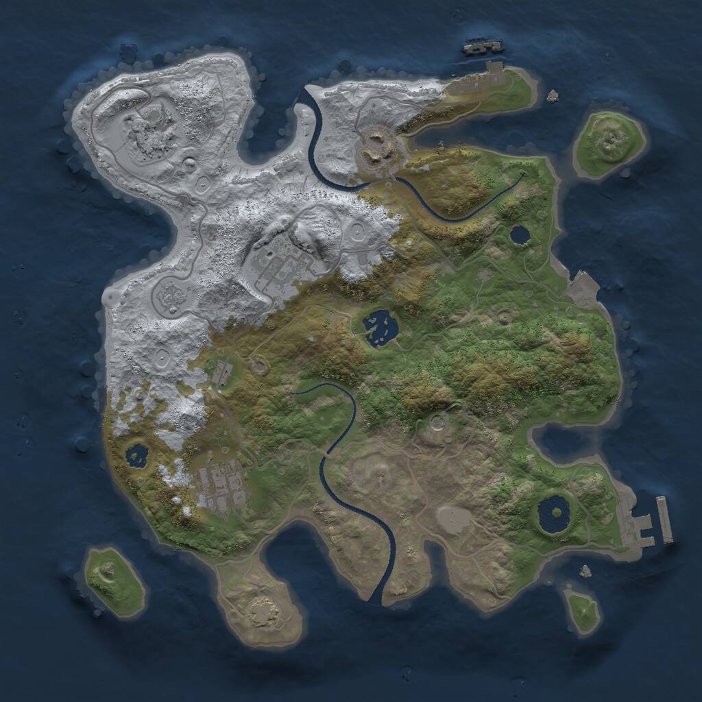 Rust Map: Procedural Map, Size: 3000, Seed: 391630557, 11 Monuments