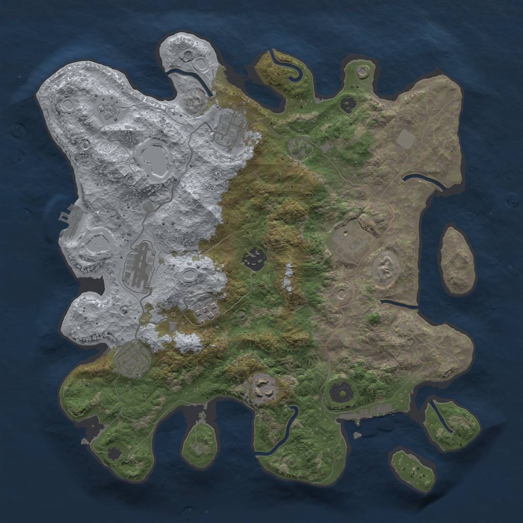 Rust Map: Procedural Map, Size: 3450, Seed: 76894141, 15 Monuments